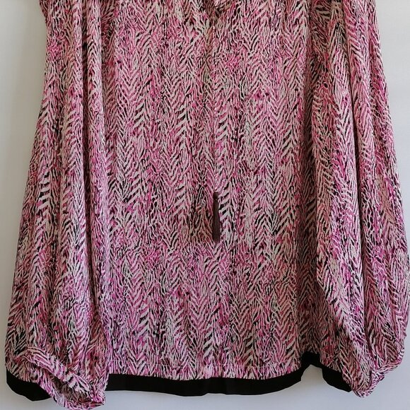 Cotton Bleu Womens Pink Balloon Sleeve Abstract Print Boho Blouse Top Size 1X - Picture 3 of 7